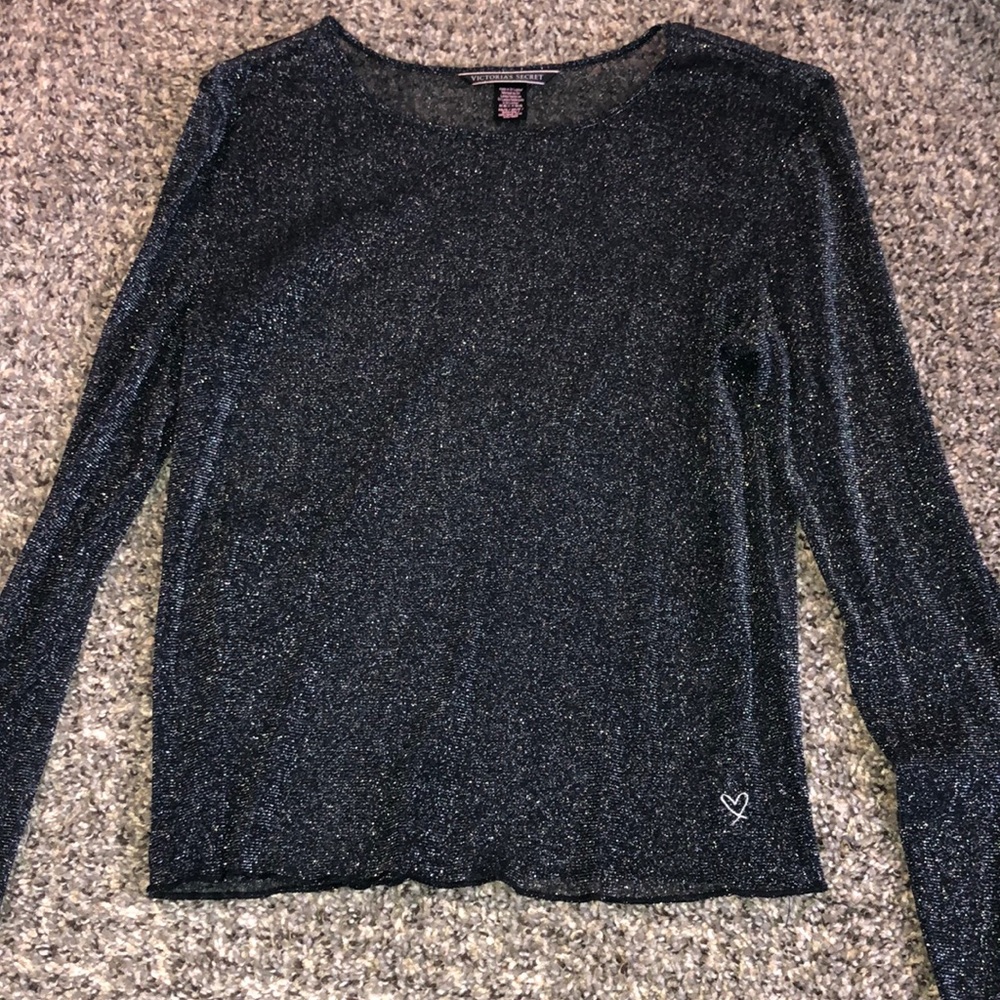 See through black glittery long sleeve